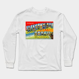 Greetings from Jacksonville Beach, Florida - Vintage Large Letter Postcard Long Sleeve T-Shirt